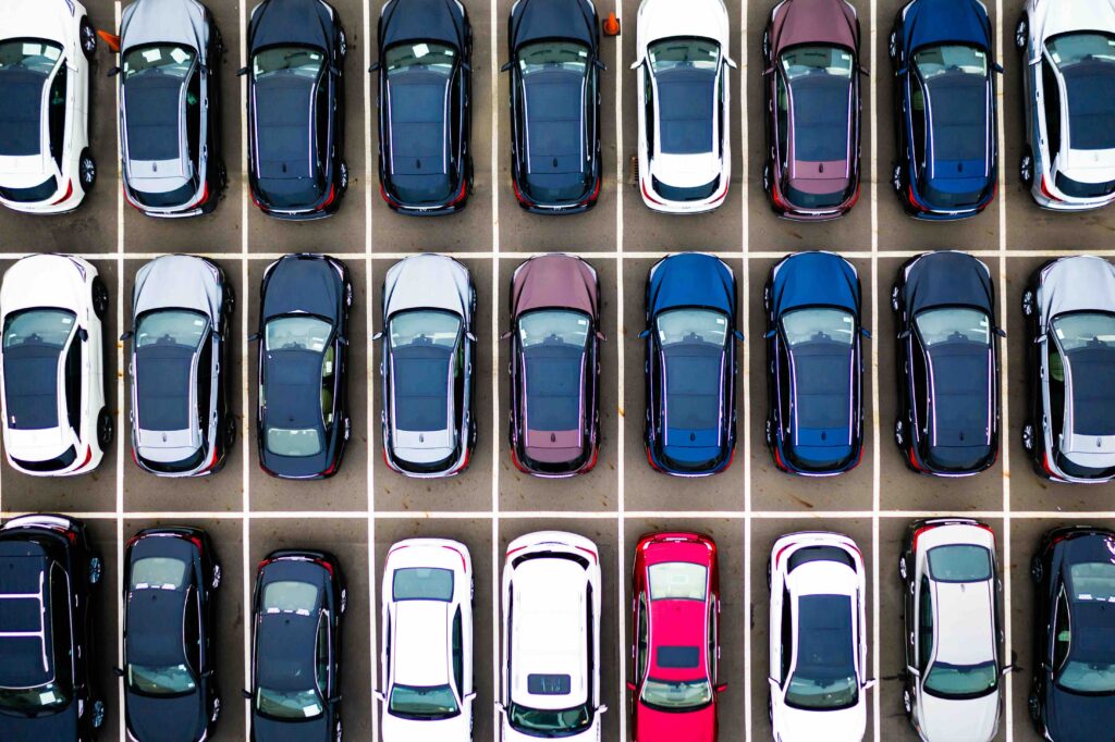 Aerial of Parked Cars Aerial of Parked Cars